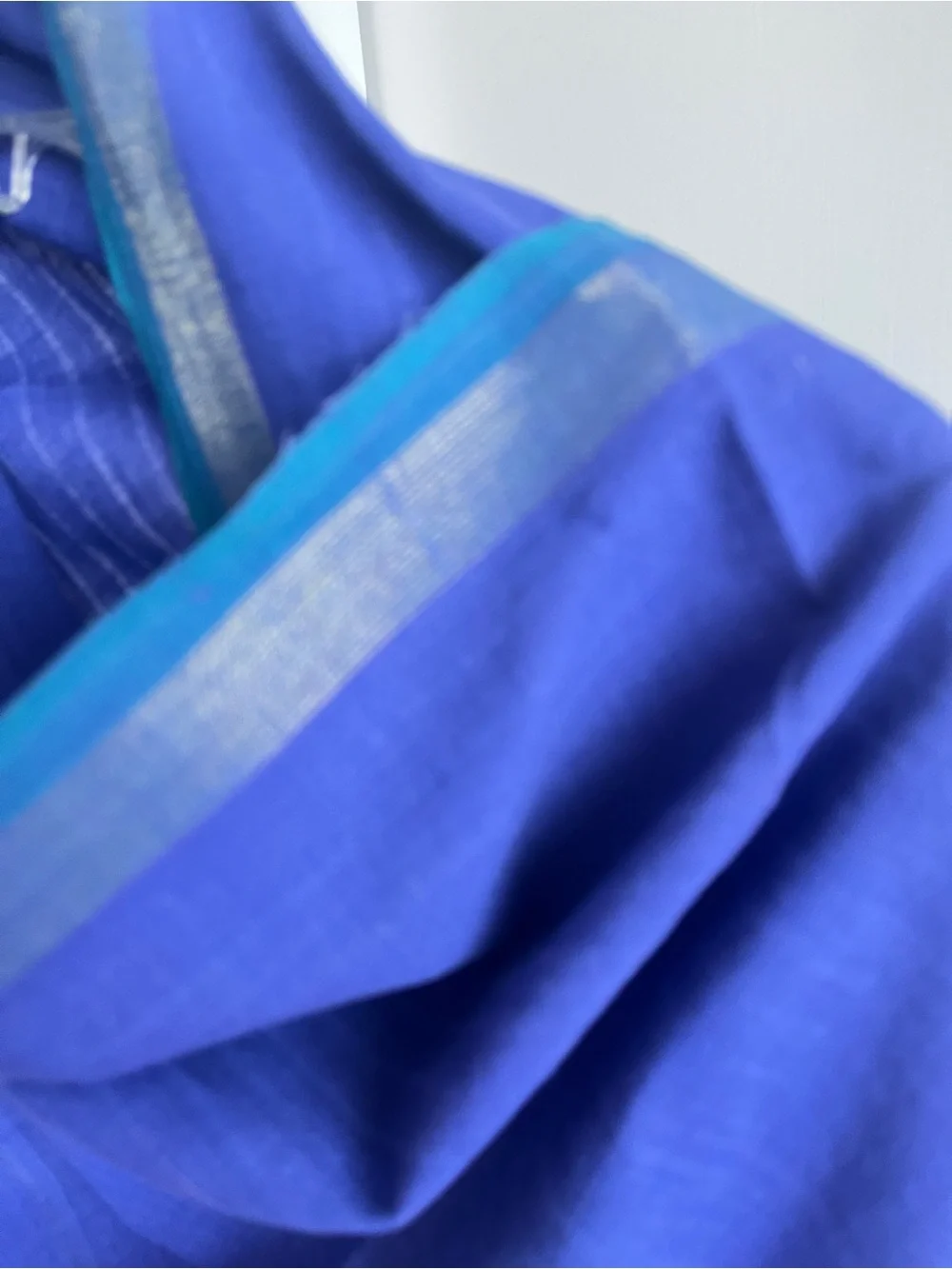 Fabindia style 100% Cotton Dupatta scarf wrap Purple Teal Green Border Gold Zari